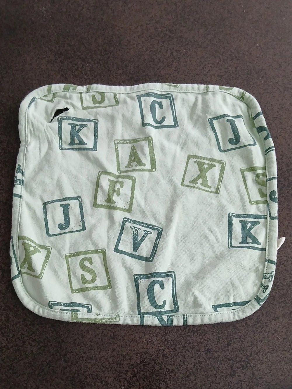 kate quinn Kids Bib Pad with Alphabet Blocks Light Green and Teal Organic Cotton